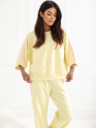 Set sportiv galben cu hanorac oversize
