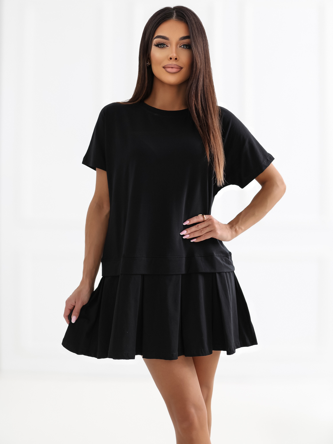 Rochie neagră, lejeră, de vară, pentru femei