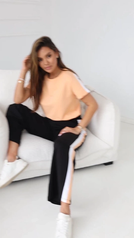 Set sportiv de vară pentru femei, de culoare piersică