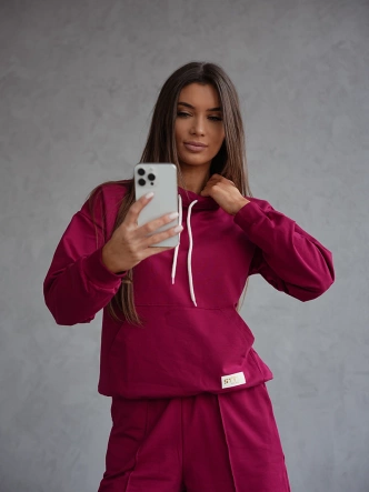 Trening din bumbac de culoare burgund pentru femei