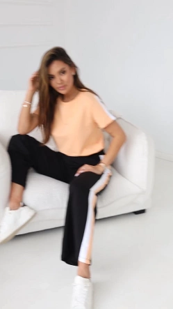 Set sportiv de vară pentru femei, de culoare piersică