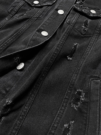 Jachetă neagră din denim cu nasturi