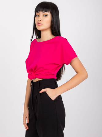 Tricou neted cu mâneci scurte, de culoare fucsia