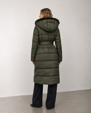 Jachetă de iarnă 2 în 1, de culoare kaki – cu blană