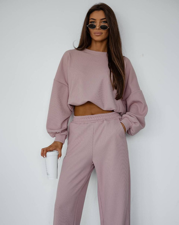 Set din două piese, model „waffle”, roz pudrat