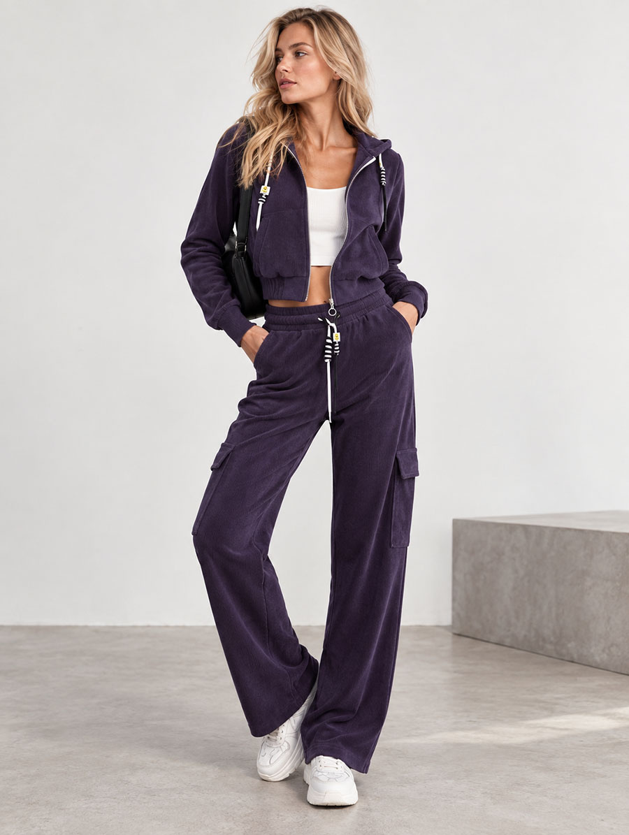Trening cu pantaloni de tip cargo, violet închis