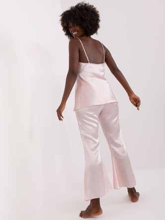 Set de noapte din satin, roz deschis