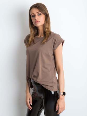 Tricou basic maro cu mâneci scurte