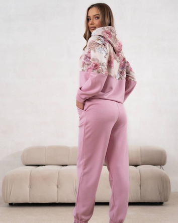 Set de trening pentru femei, cu glugă și pantaloni de trening, de culoare roz