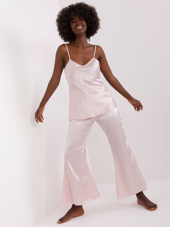 Set de noapte din satin, roz deschis