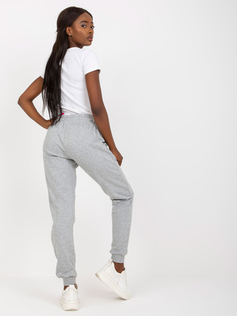 Pantaloni de trening din bumbac, de culoare gri melanj