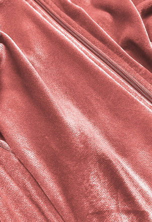 Haină sport pentru femei, cu glugă, de culoare cărămizie – hanorac cu fermoar + pantaloni casual