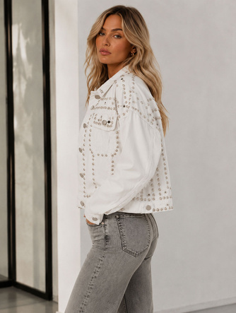Jachetă albă din denim, oversize