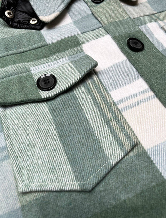 Jachetă de damă în stil cămașă, în carouri, de culoare verde