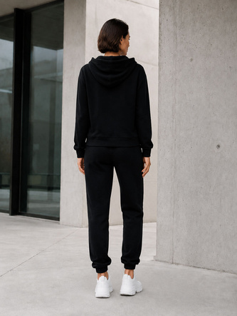 Set de trening din fleece pentru femei, de culoare neagră