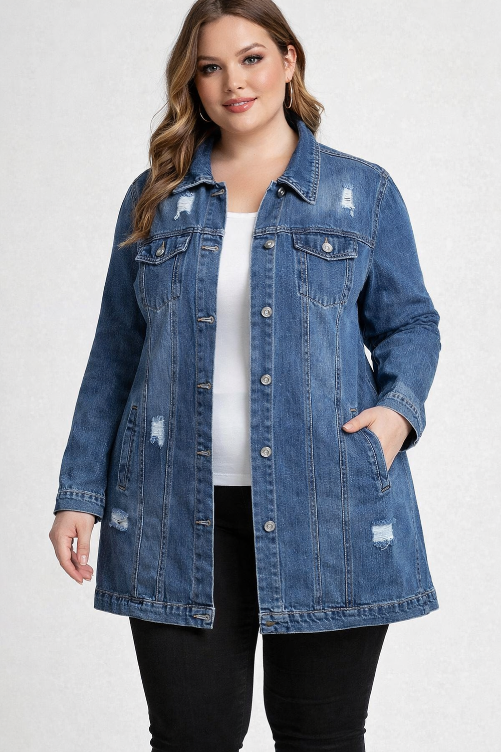 Jachetă lejeră din denim cu guler