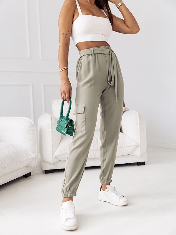 Pantaloni casual de damă, de culoare kaki