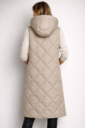 Vestă lungă, oversize, de culoare bej deschis