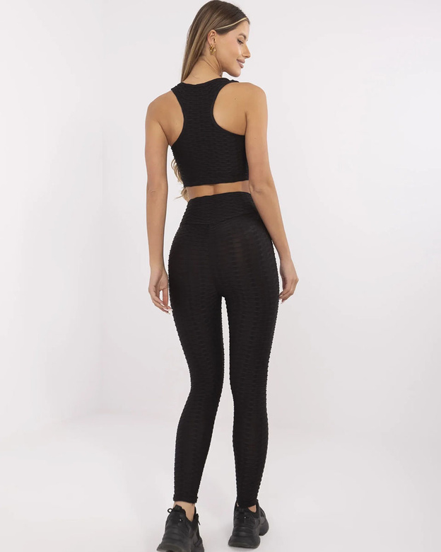 Set negru de fitness compus din top și colanți