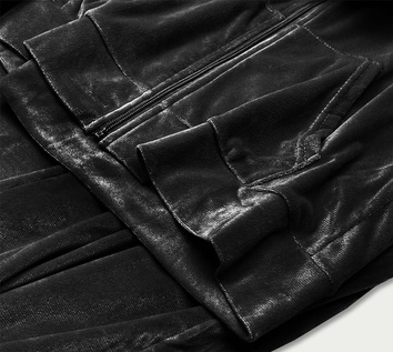 Trening de damă cu glugă și fermoar, negru – hanorac cu fermoar + pantaloni casual largi