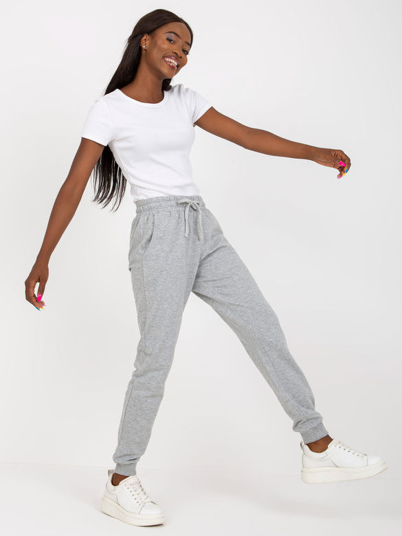 Pantaloni de trening din bumbac, de culoare gri melanj