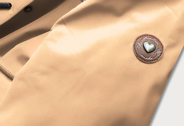 Parka minimalistă de culoare nisipie, cu glugă detașabilă