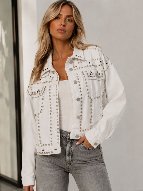 Jachetă albă din denim, oversize