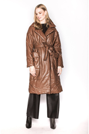 Palton maro oversize cu curea